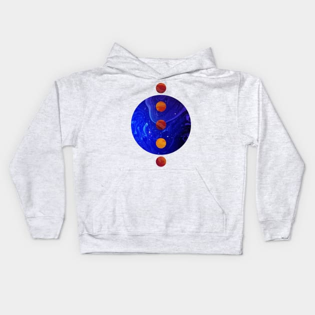 Circular Blue Planet Marble Kids Hoodie by Art Designs